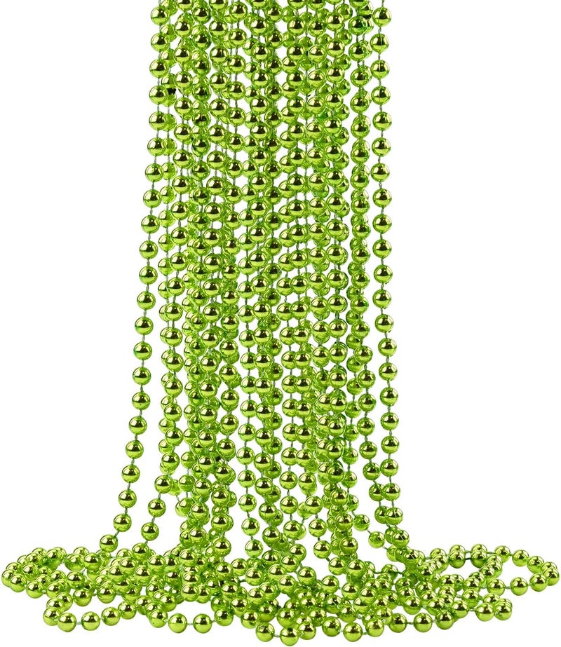 ZZYFGH 12 Pcs Light Green Beads Necklace, St. Patricks Day Bead Necklace, 33'' 7mm Mardi Gras Beads Necklaces Light Green Bead Necklaces for Mardi Gras St. Patricks Day Christmas Festive Events - Image 1